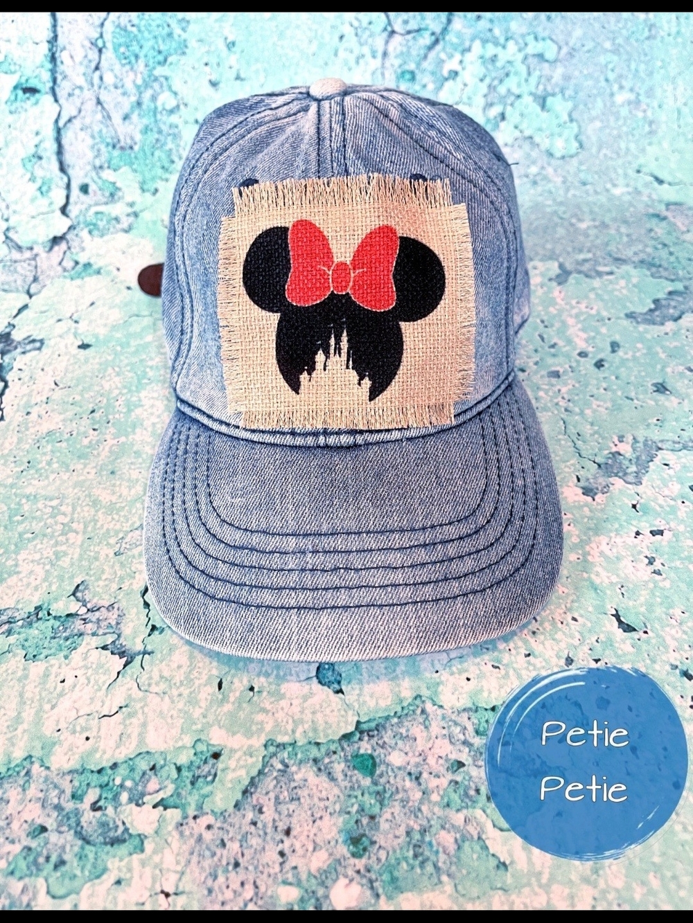 Denim Minnie Mouse Patch Baseball Cap - Red Bow